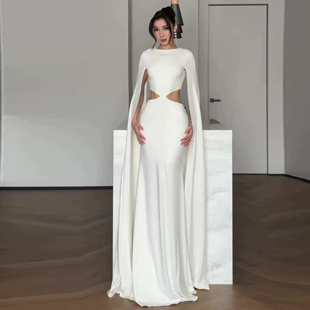 Forever 21 Elegant White Waist Cutout Bodycon Long Evening Dress